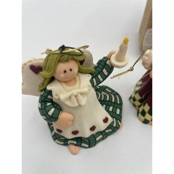 Set Of 5 Handmade Clay Holiday Ornaments With Snowman & Angel Designs Includes G - Picture 4 of 15